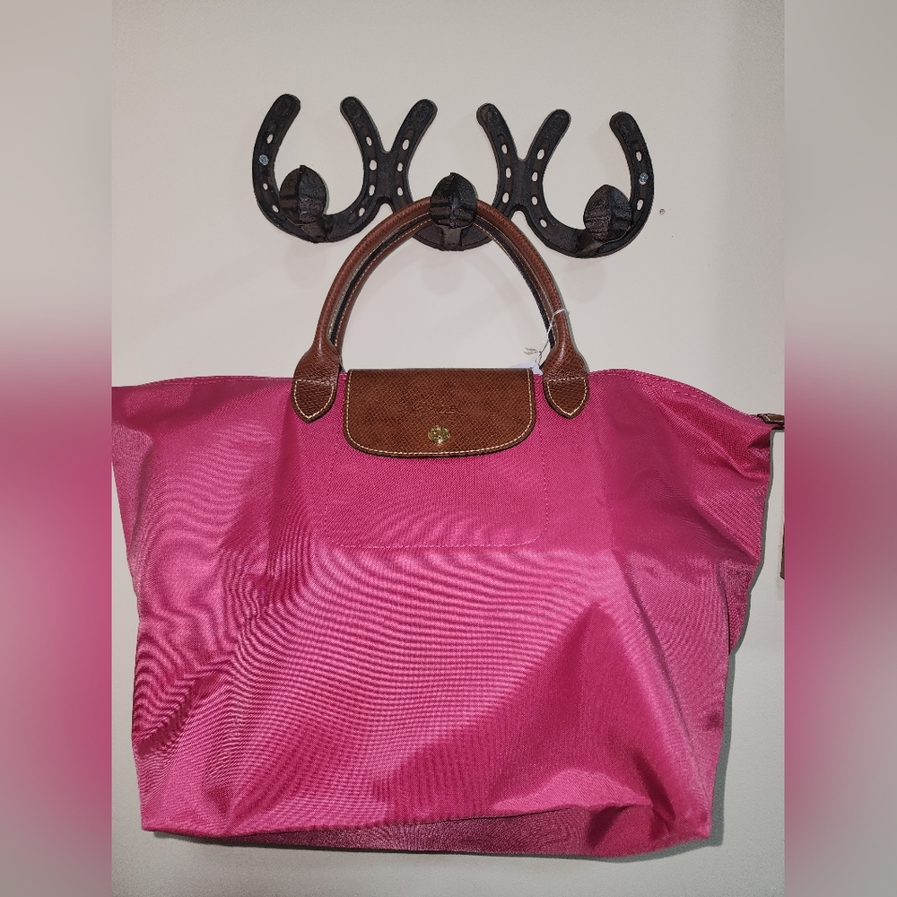 LongChamp Le Pliage Pink Brown Purse Bag Tote LC - Picture 9 of 12